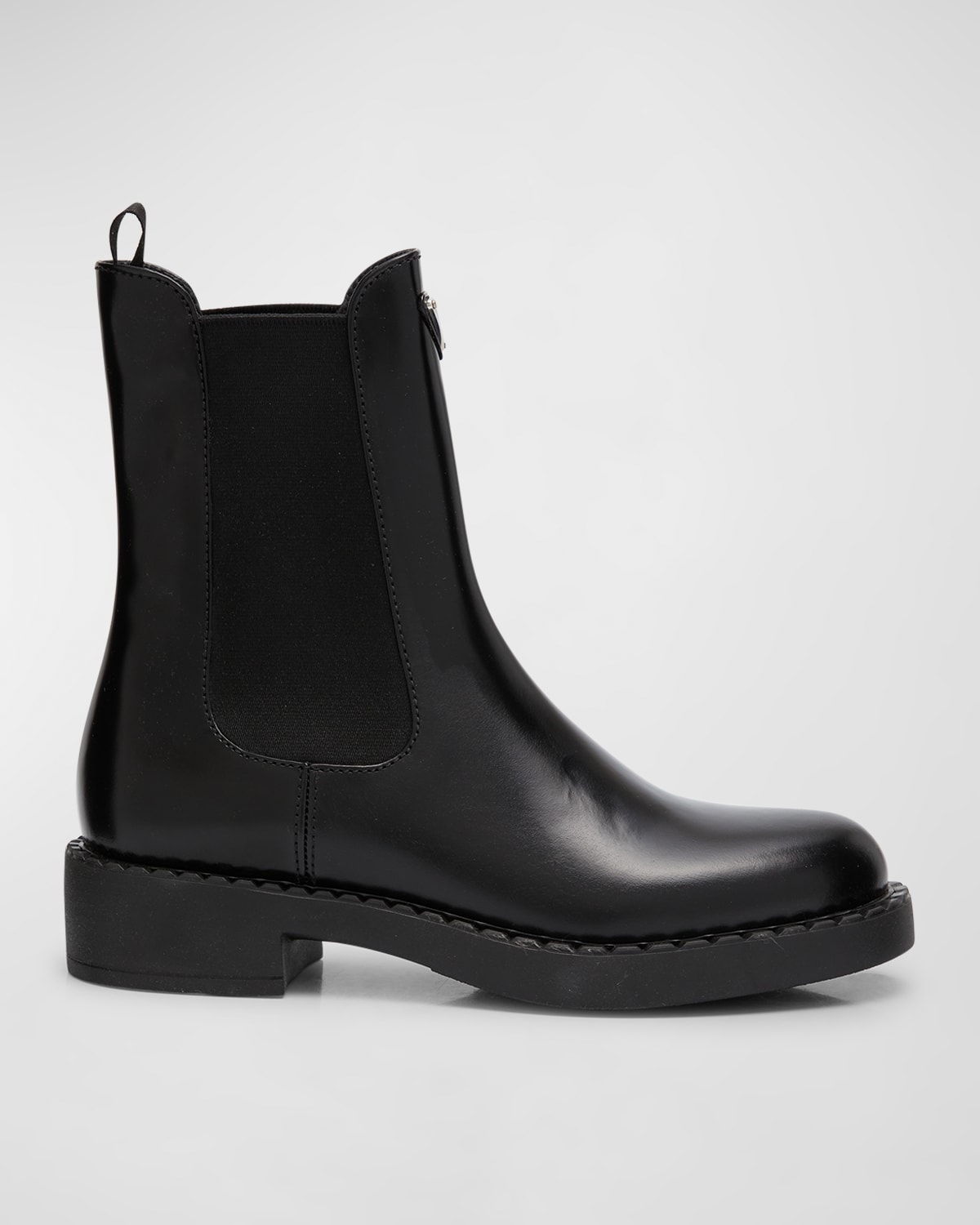 Prada Triangle-logo Chelsea Leather Boots In Nero