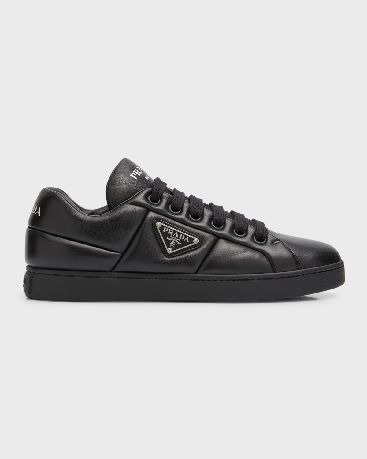 Prada Lane Leather Low-top Sneakers In Nero