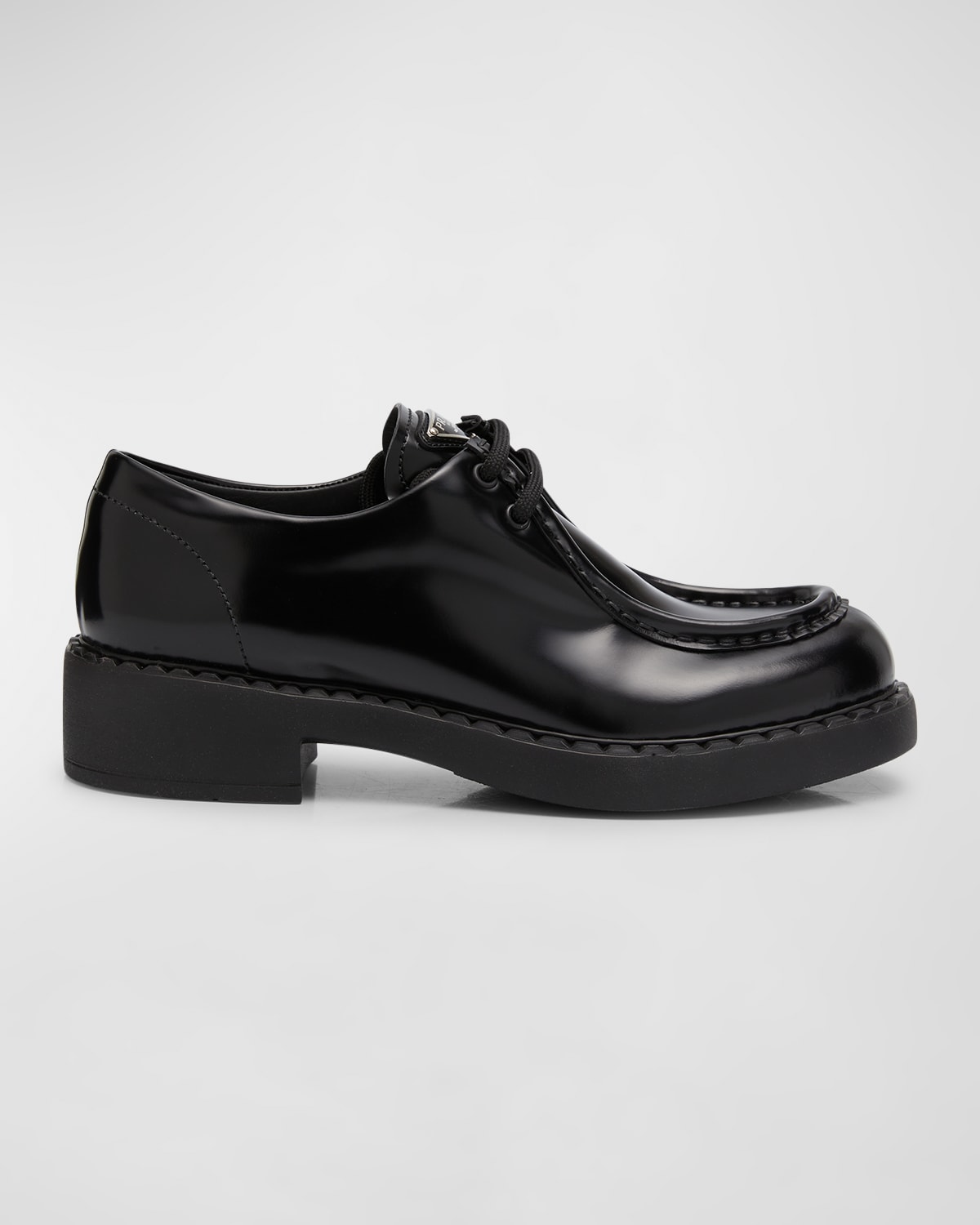 Shop Prada Chocolate Leather Casual Loafers In Nero