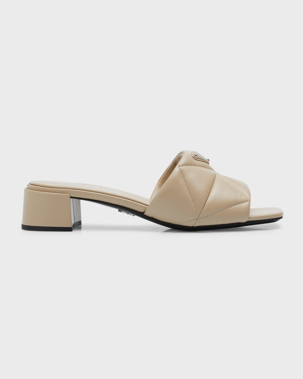 Prada Quilted Leather Slide Sandals In Deserto