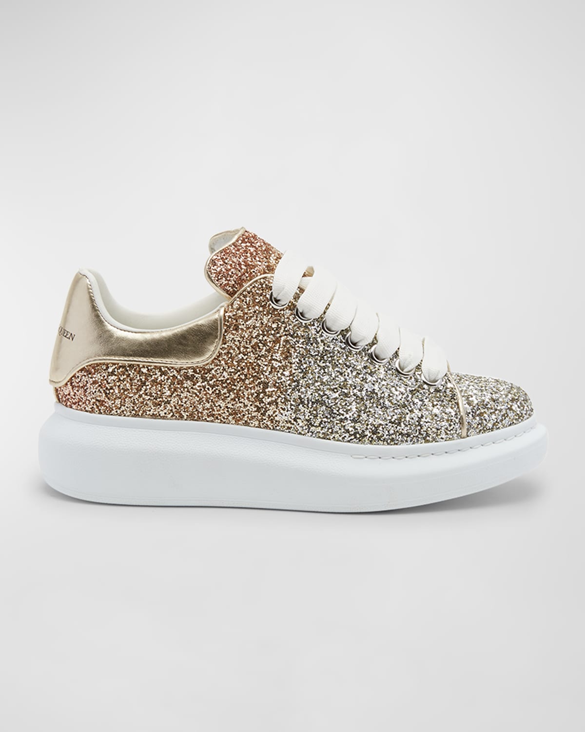 Alexander Mcqueen Oversized Glitter Chunky Sneakers In 5756 Rose Goldtau