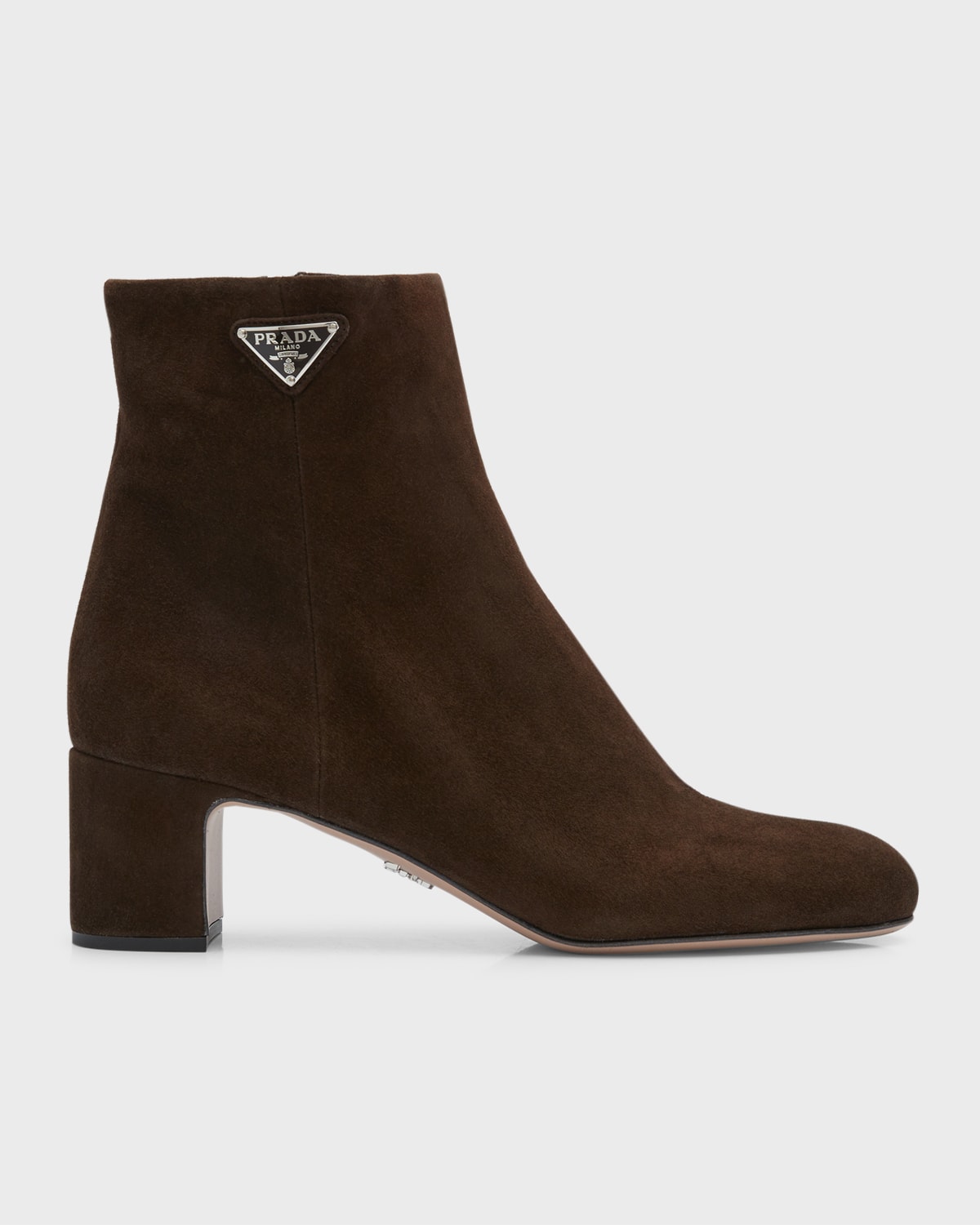 PRADA SUEDE BLOCK-HEEL ANKLE BOOTIES