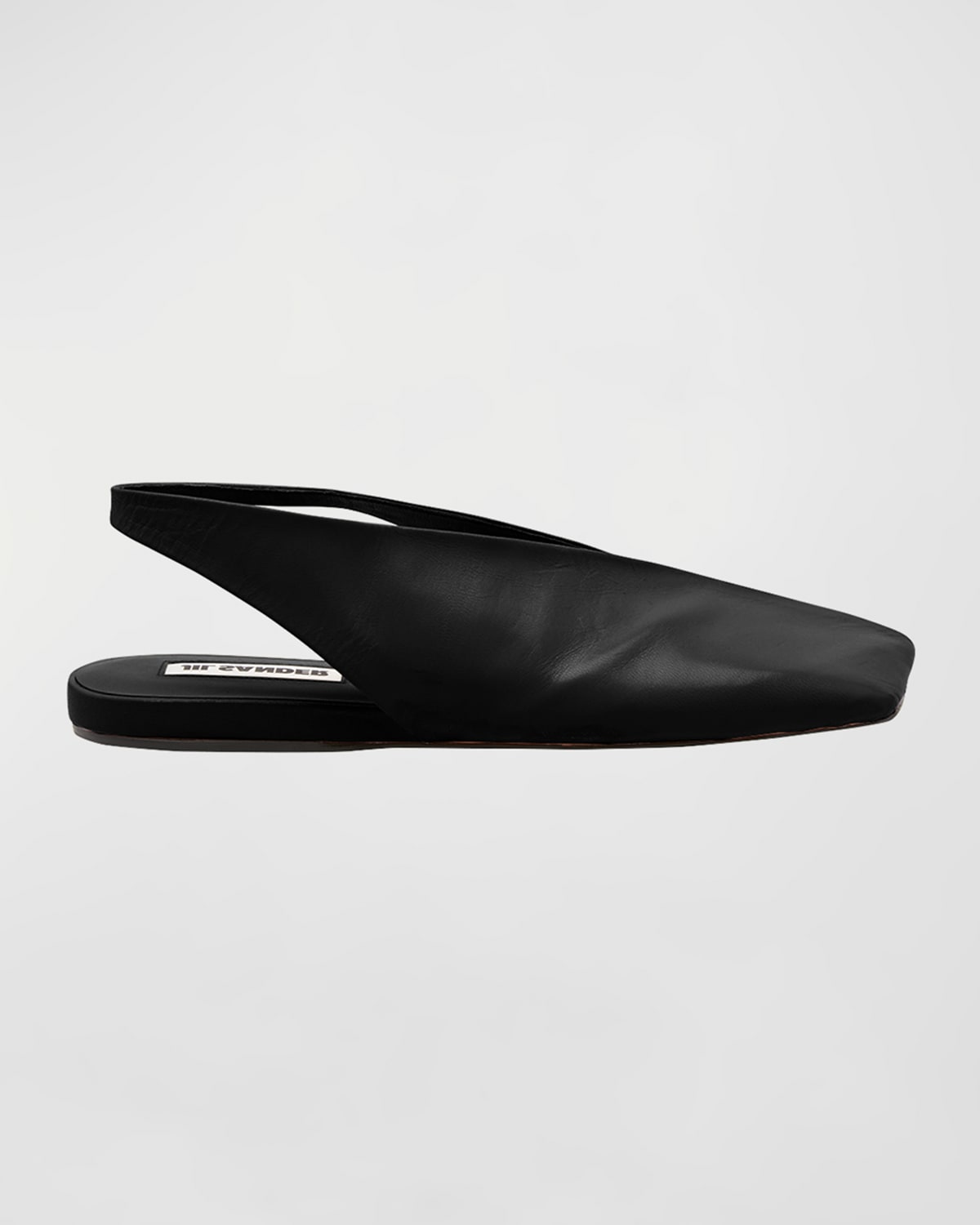 Jil Sander Black Leather Slingback Ballet Flats In Black