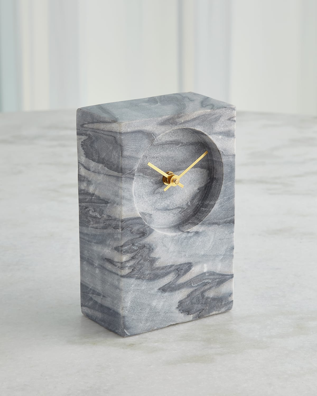 Global Views Marble Tower Clock, Green In Black/grey