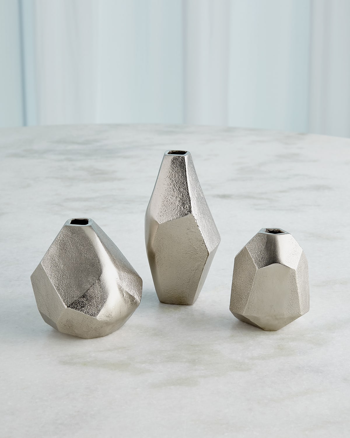 Global Views Geo Vases, Set Of 3 In Antique Nickel