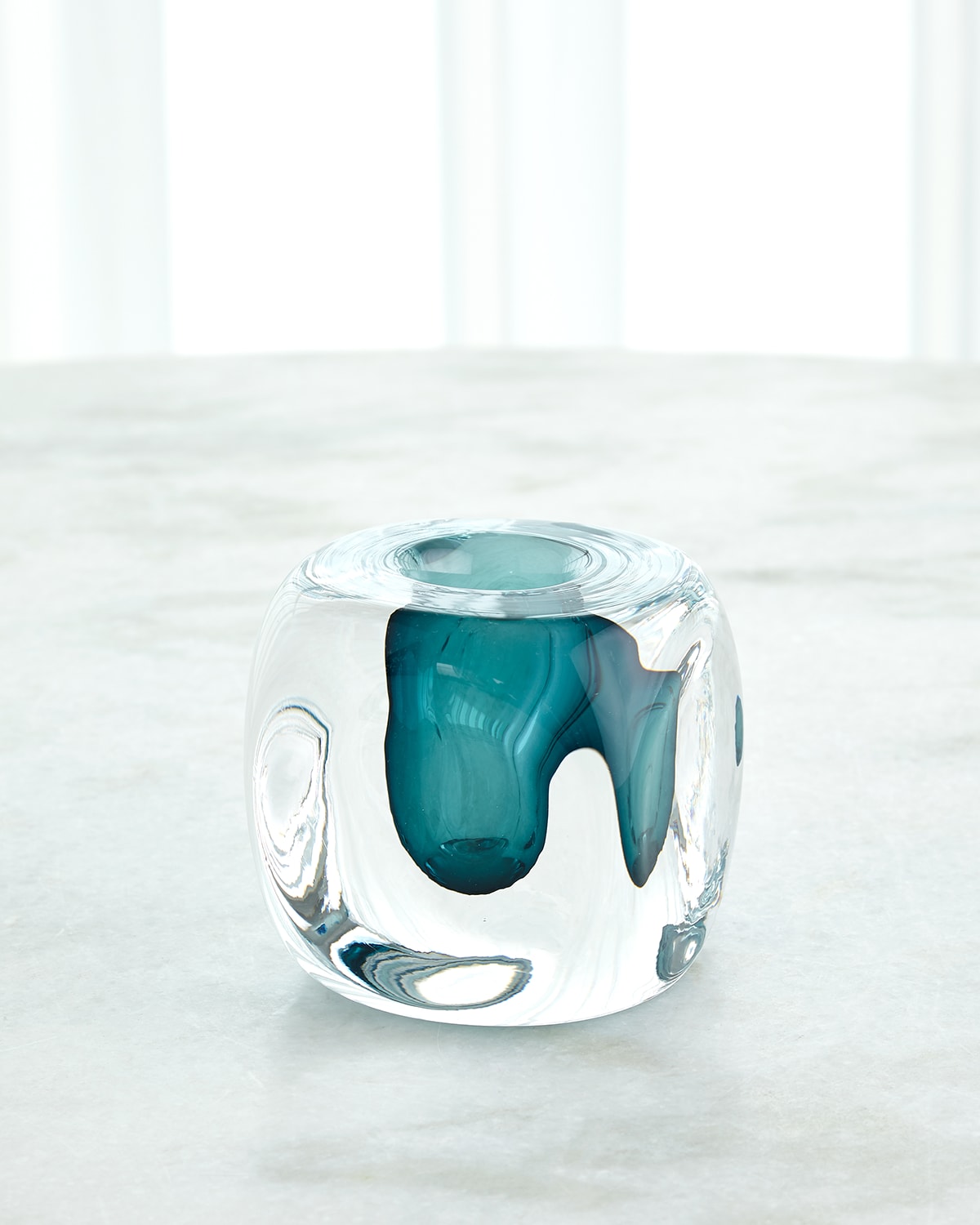 Shop Global Views Glass Square Vase In Azure