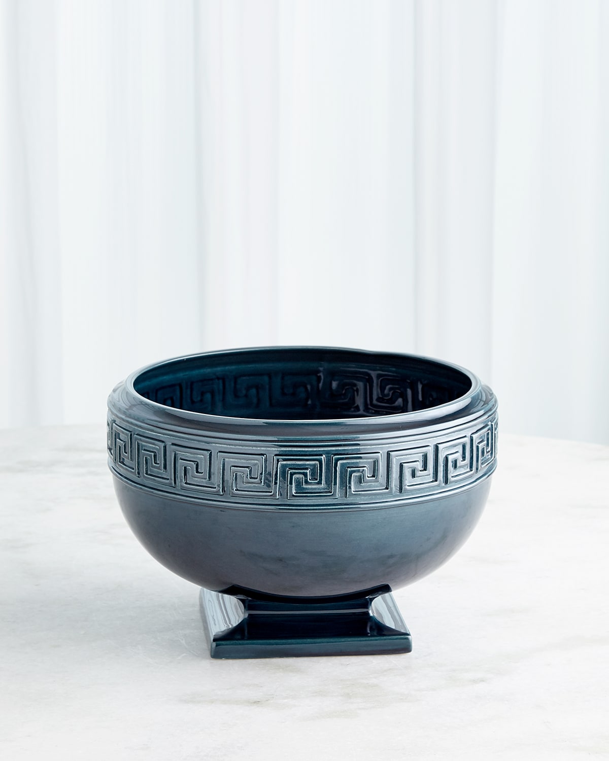 Greek Key Bowl, Azure