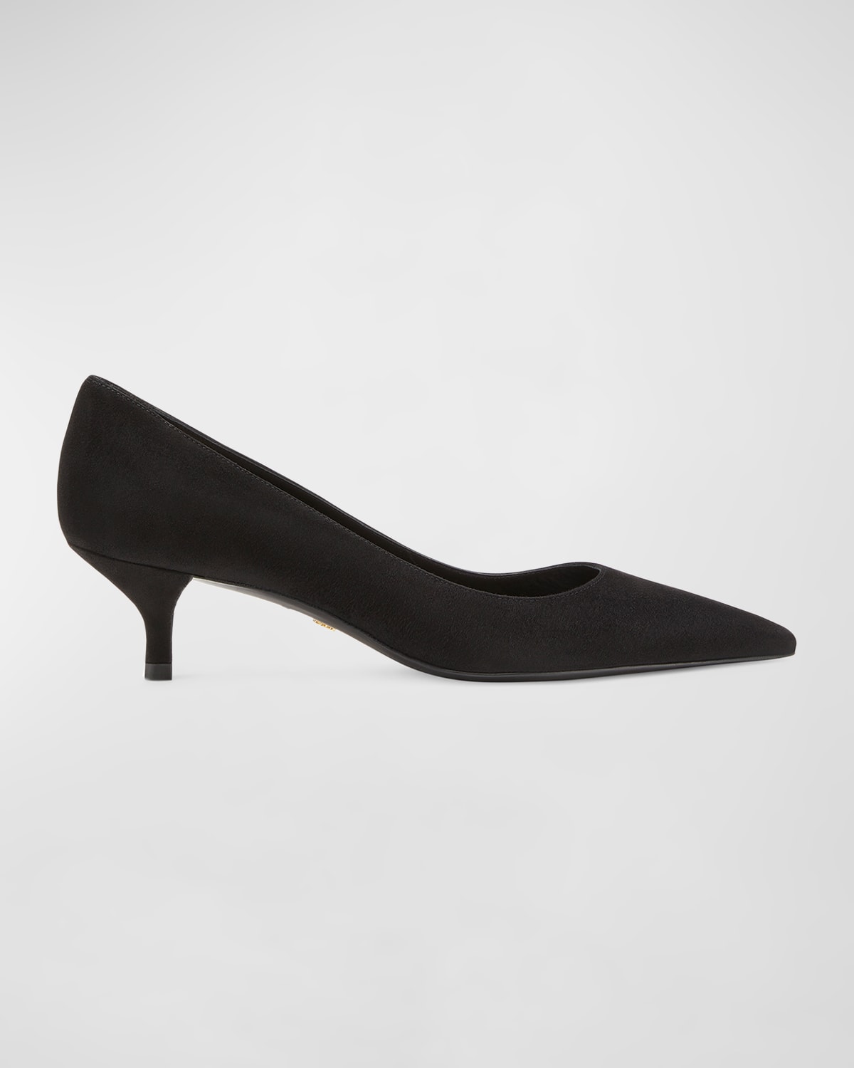 Shop Stuart Weitzman Stuart Suede Kitten-heel Pumps In Black