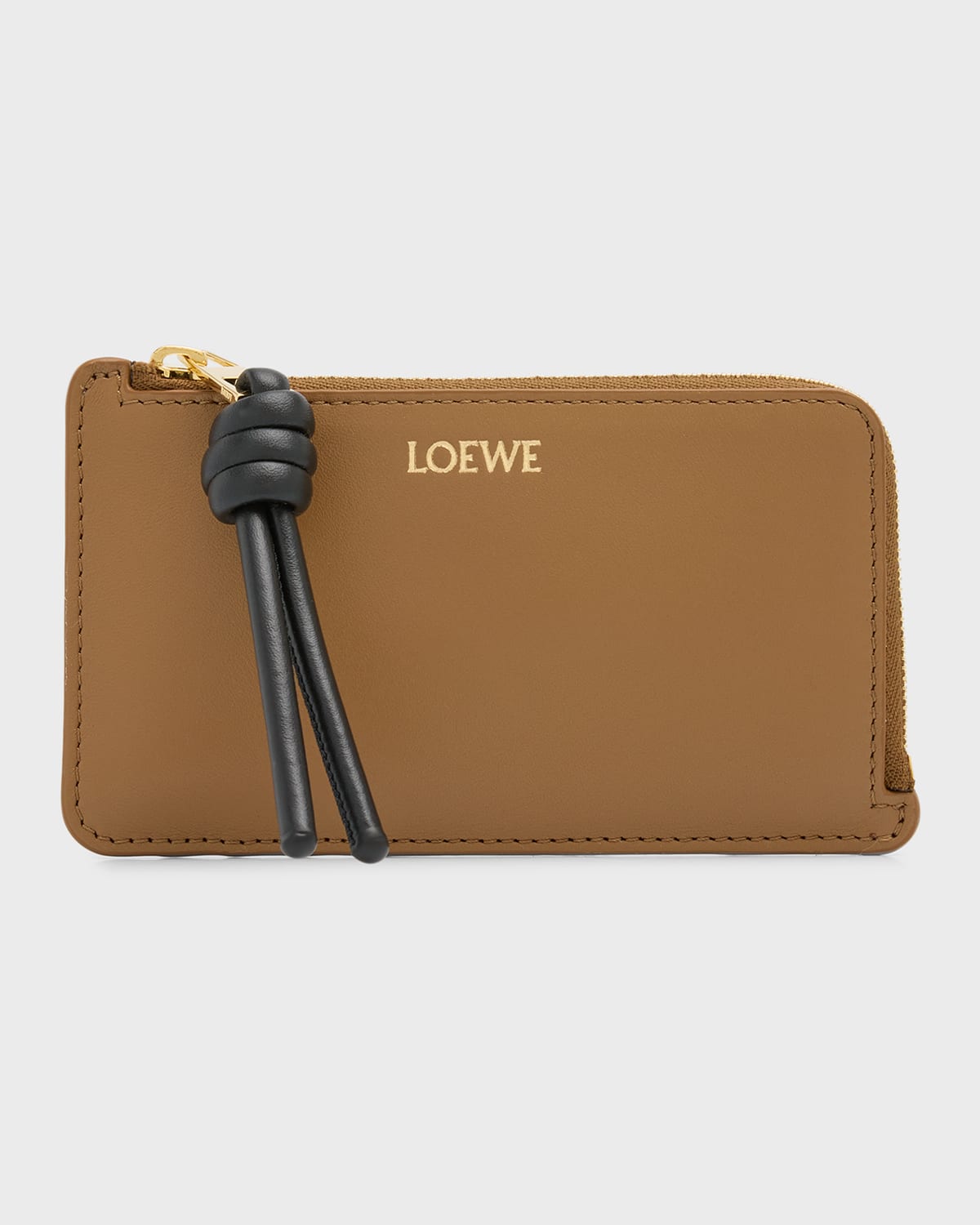 Loewe Leather Knot Card Holder In 3987 Oakblack
