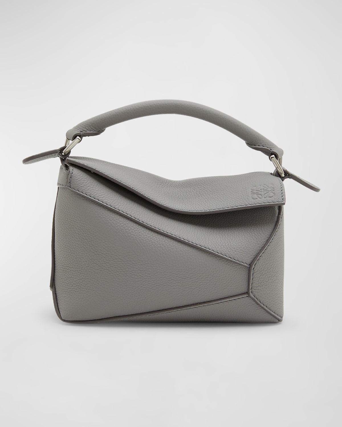 Loewe Mini Puzzle Edge Leather Shoulder Bag In Soft White