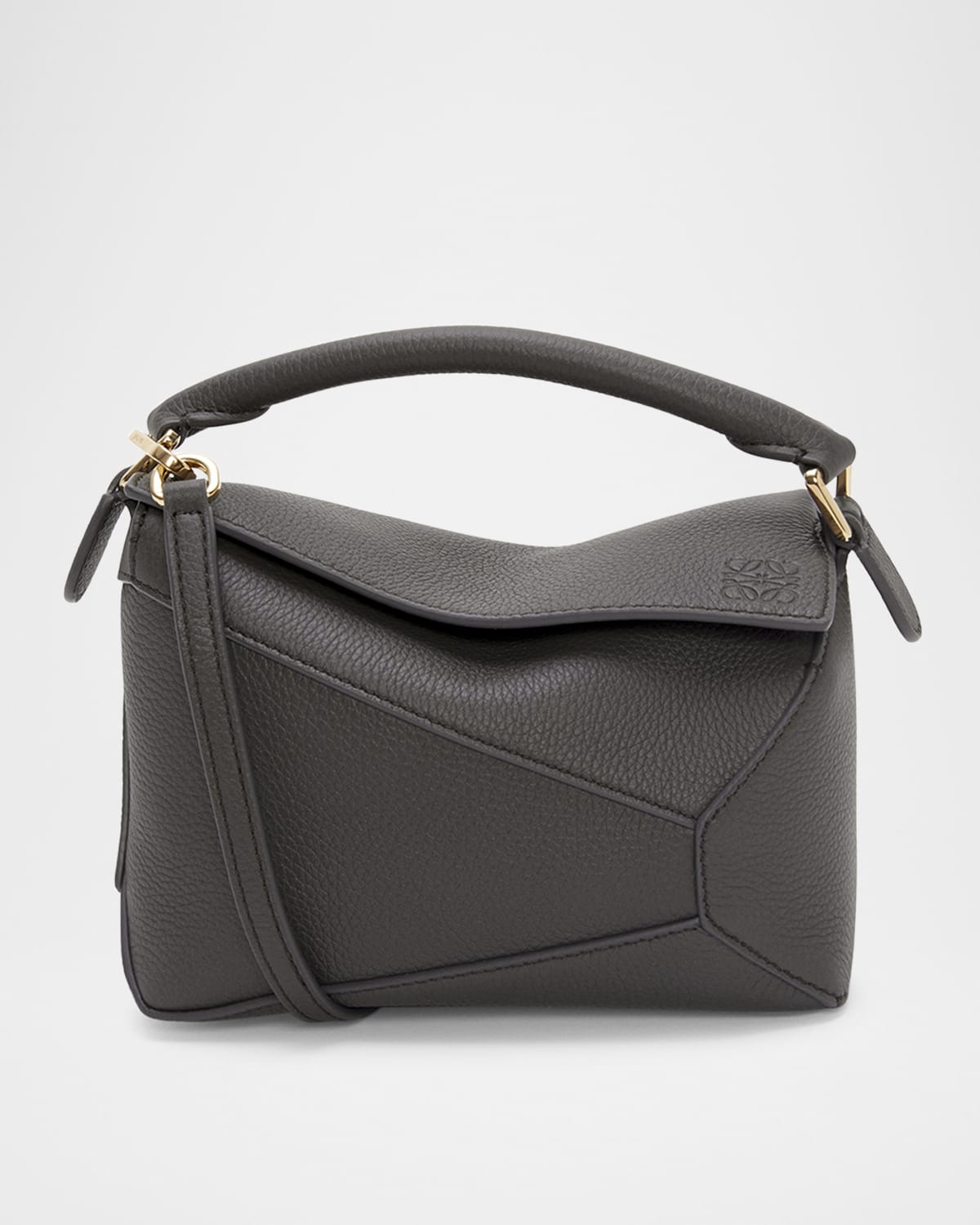 Puzzle Edge Mini Top-Handle Bag in Grained Leather
