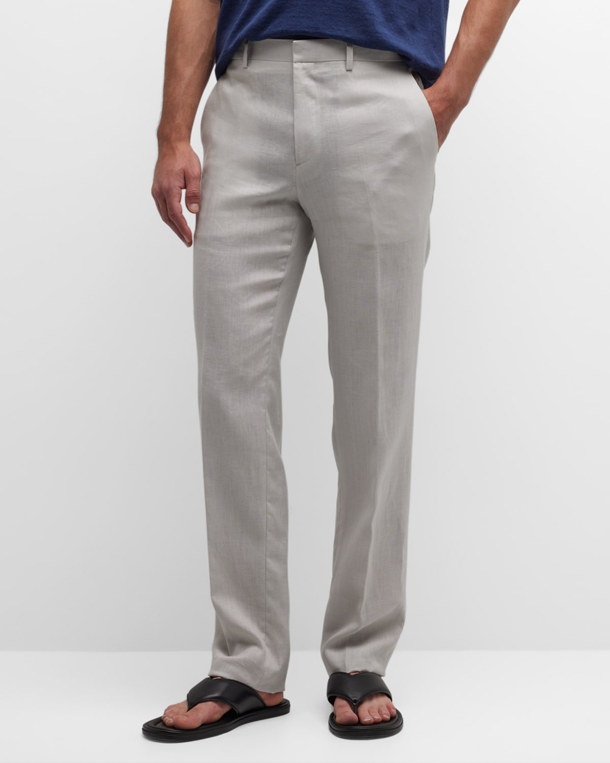 Theory Men's Mayer Linen Suiting Pants In Grey