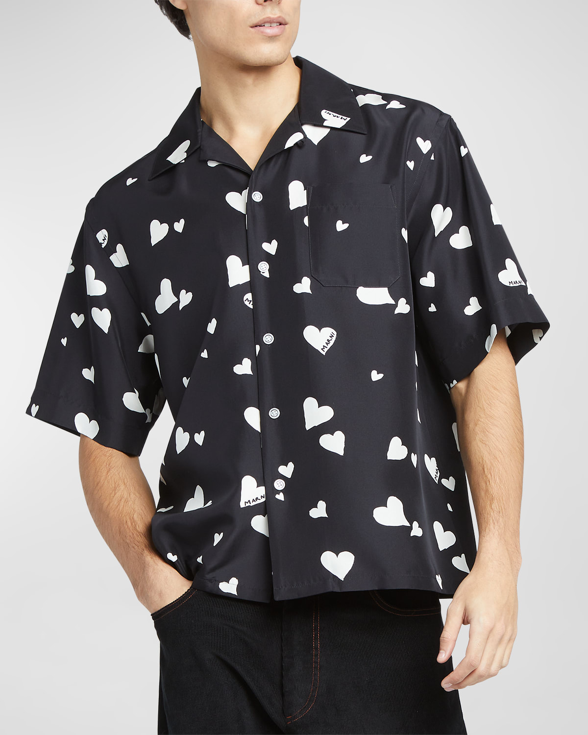 Men's Silk Hearts Camp Shirt