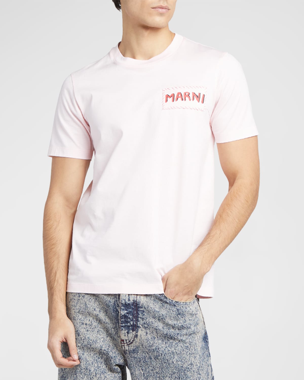 Marni Men's Logo Crew T-shirt In Pink