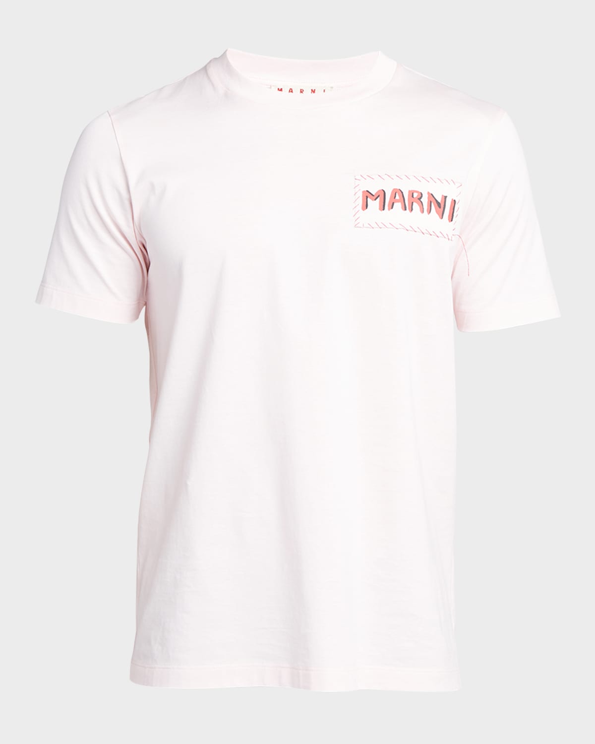 Marni Classic Cotton Knit T-shirt With Unique Stitched Logo Detail In Pink