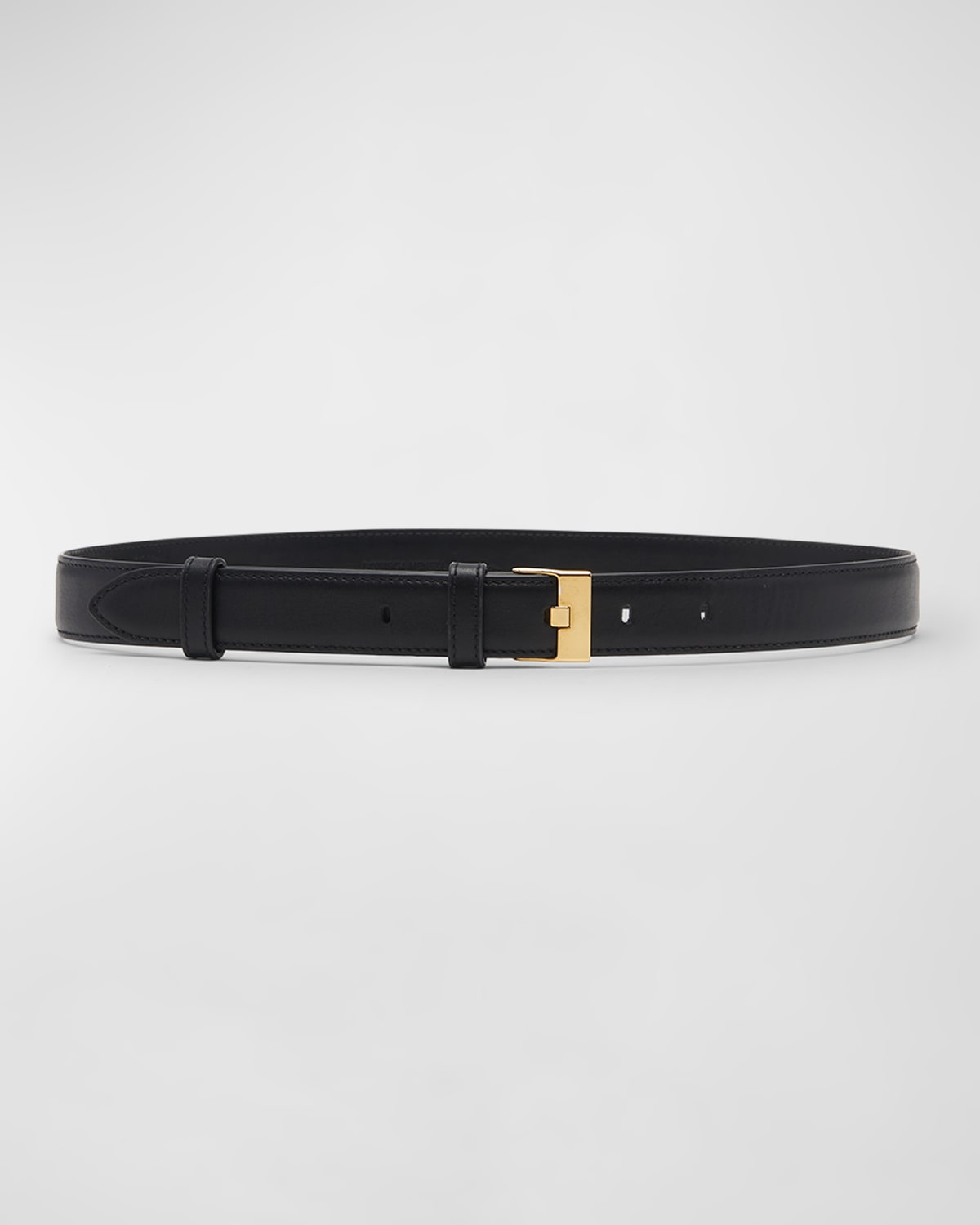 Bottega Veneta French Leather Belt With Hammered Brass Buckle In 1019 Black M Bras