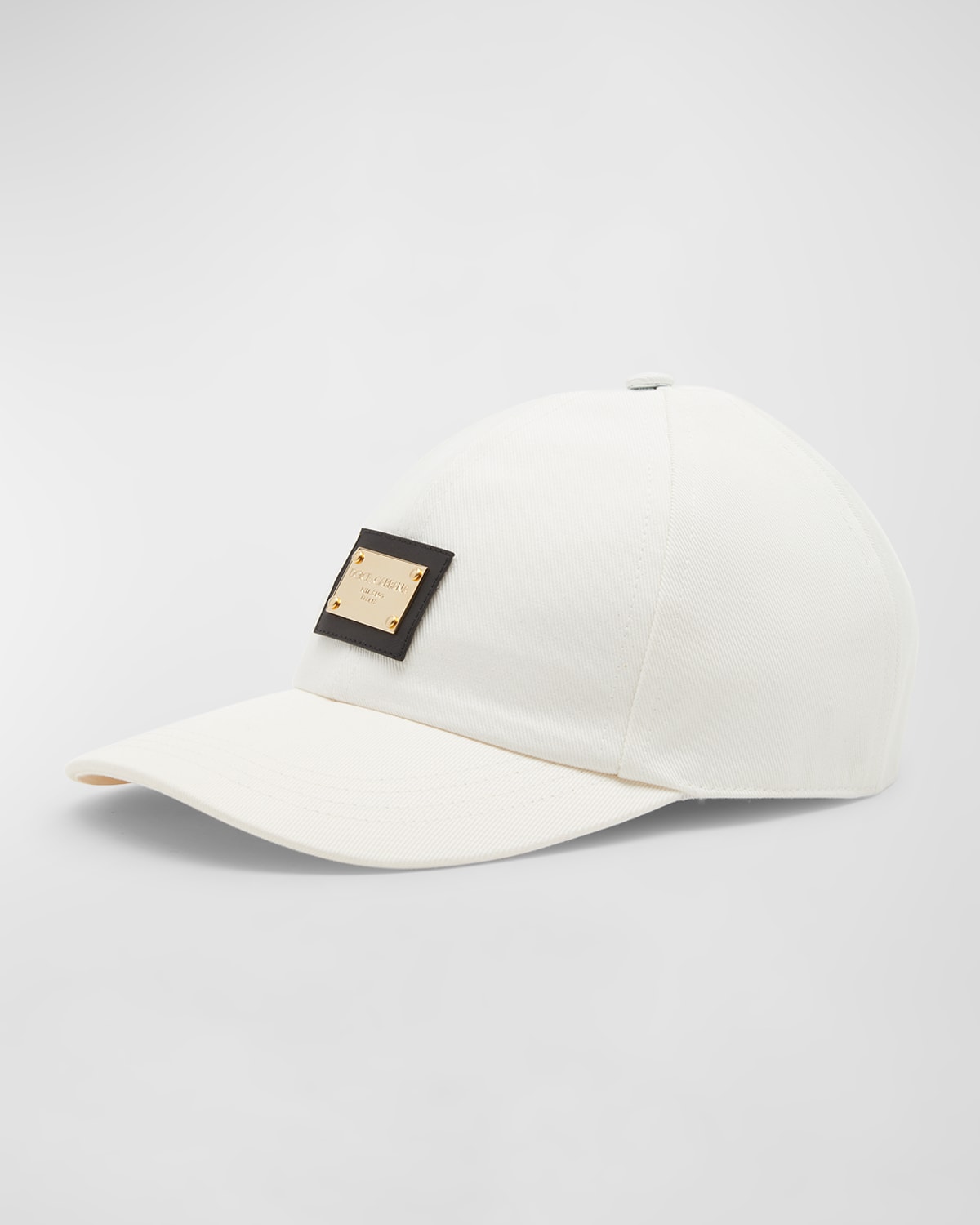 Shop Dolce & Gabbana Engraved Logo Plaque Baseball Cap In Bianco Ottico