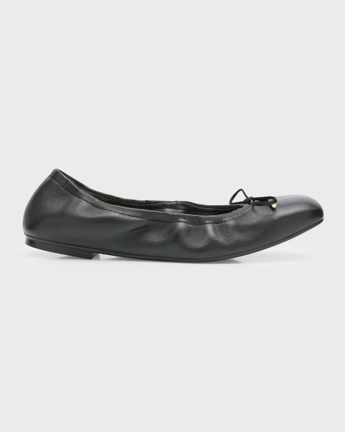 Stuart Weitzman Bardot Lambskin Bow Ballerina Flats In Black