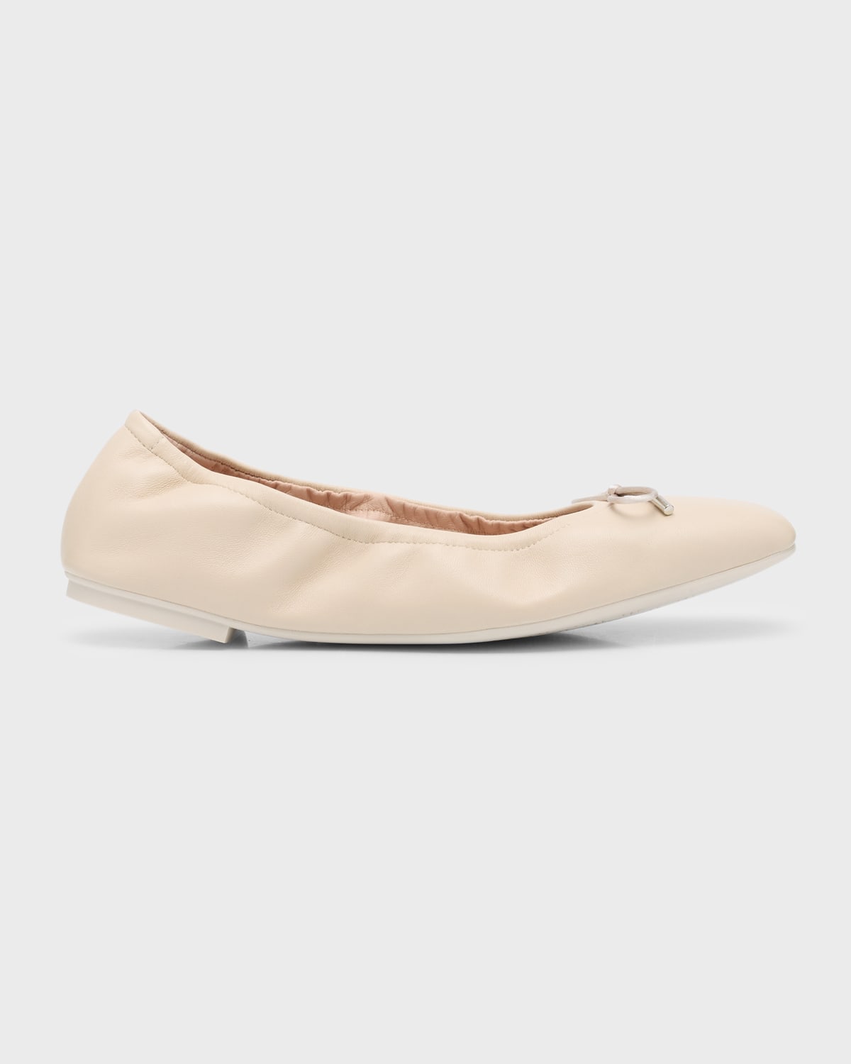 Shop Stuart Weitzman Bardot Lambskin Bow Ballerina Flats In Oat