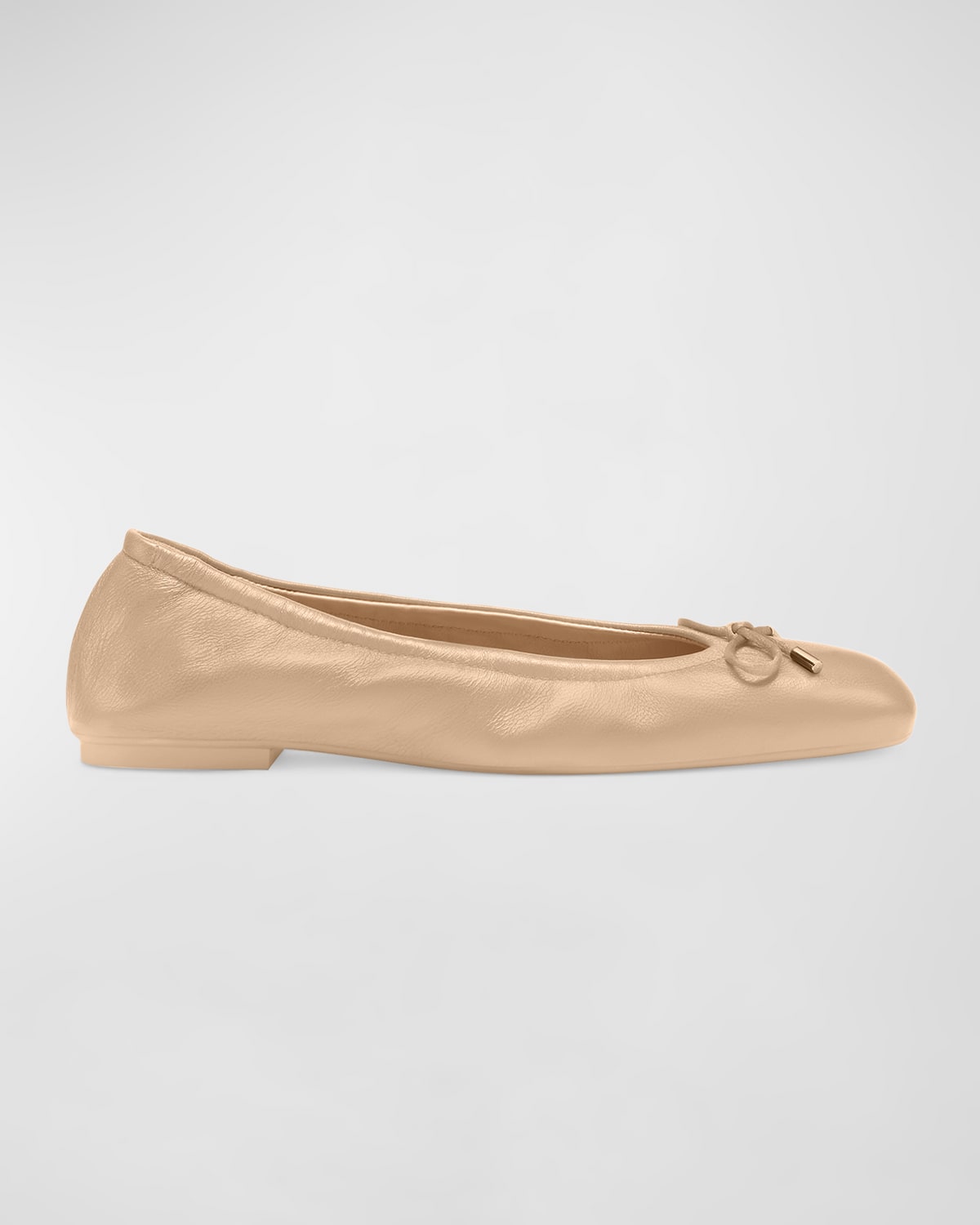 Shop Stuart Weitzman Bardot Lambskin Bow Ballerina Flats In Adobe