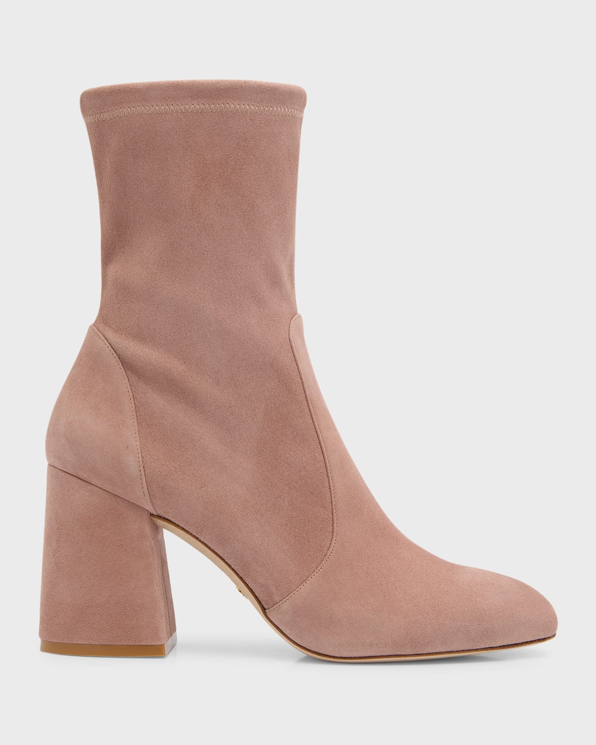 Stuart Weitzman Flareblock Suede Ankle Booties In Fawn