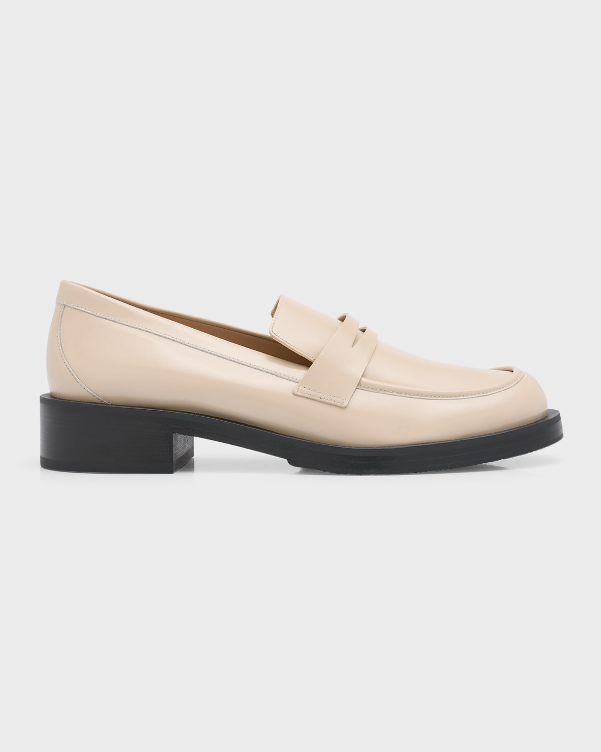 Shop Stuart Weitzman Palmer Bicolor Penny Loafers In Dune