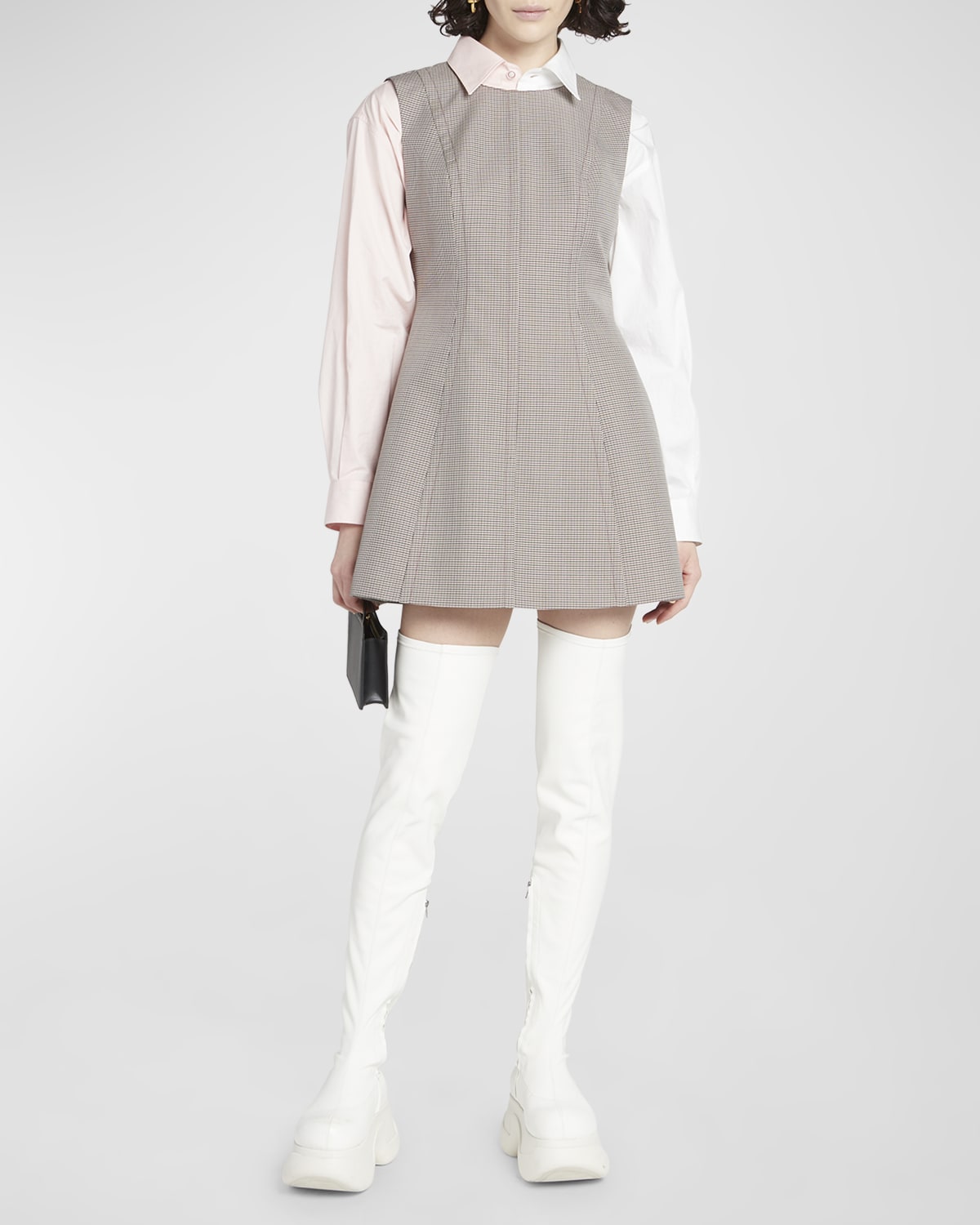 Marni Wool Check Mini Dress In Rubyred