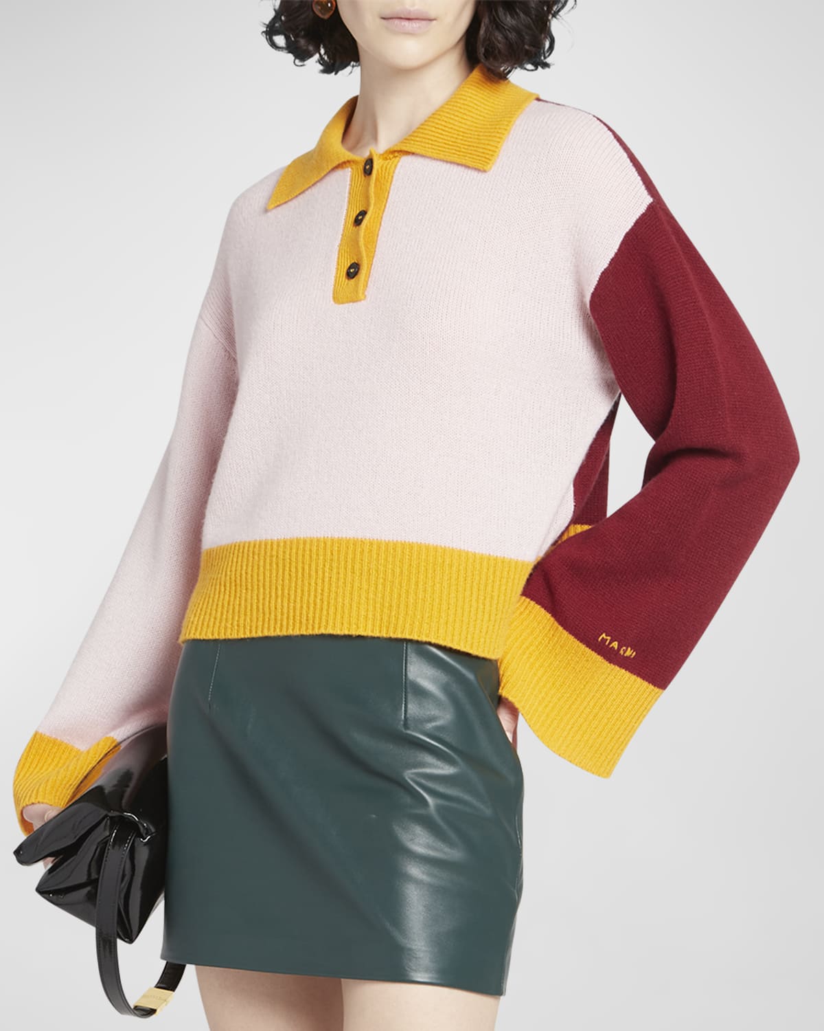 Colorblock Cashmere Polo Sweater