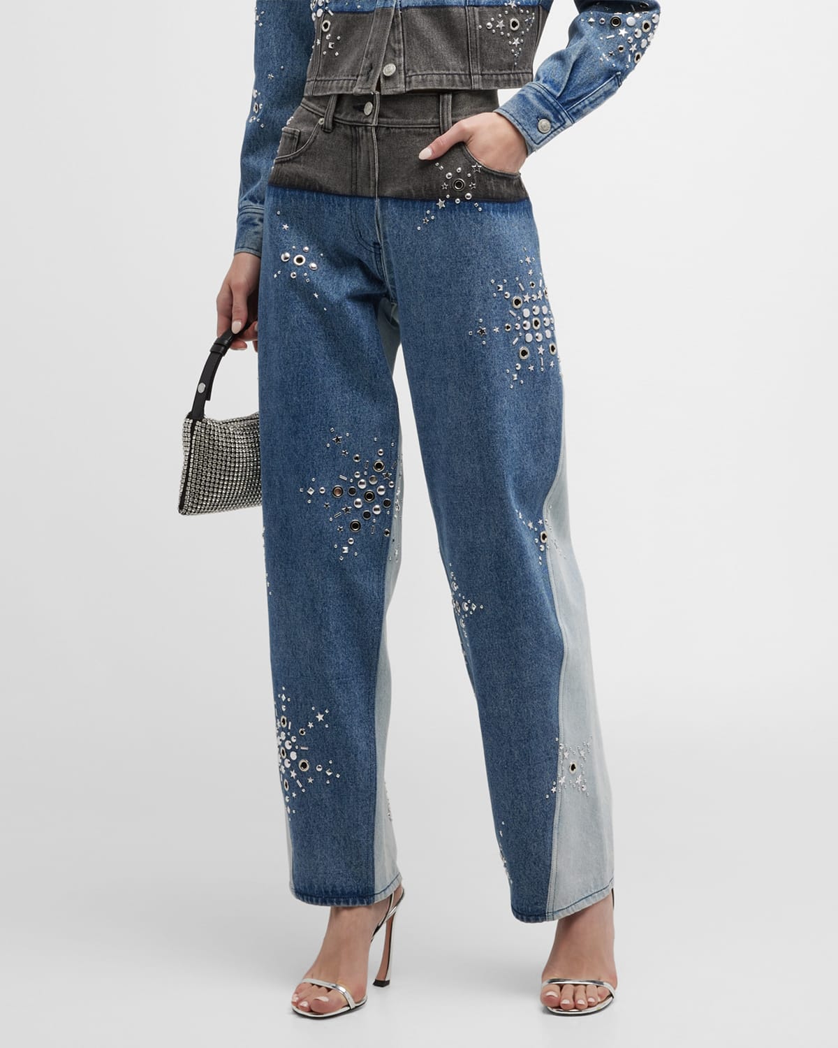Shop 3.1 Phillip Lim / フィリップ リム Liberty Embroidered Two-tone Slouchy Jeans In Med Blue Multi