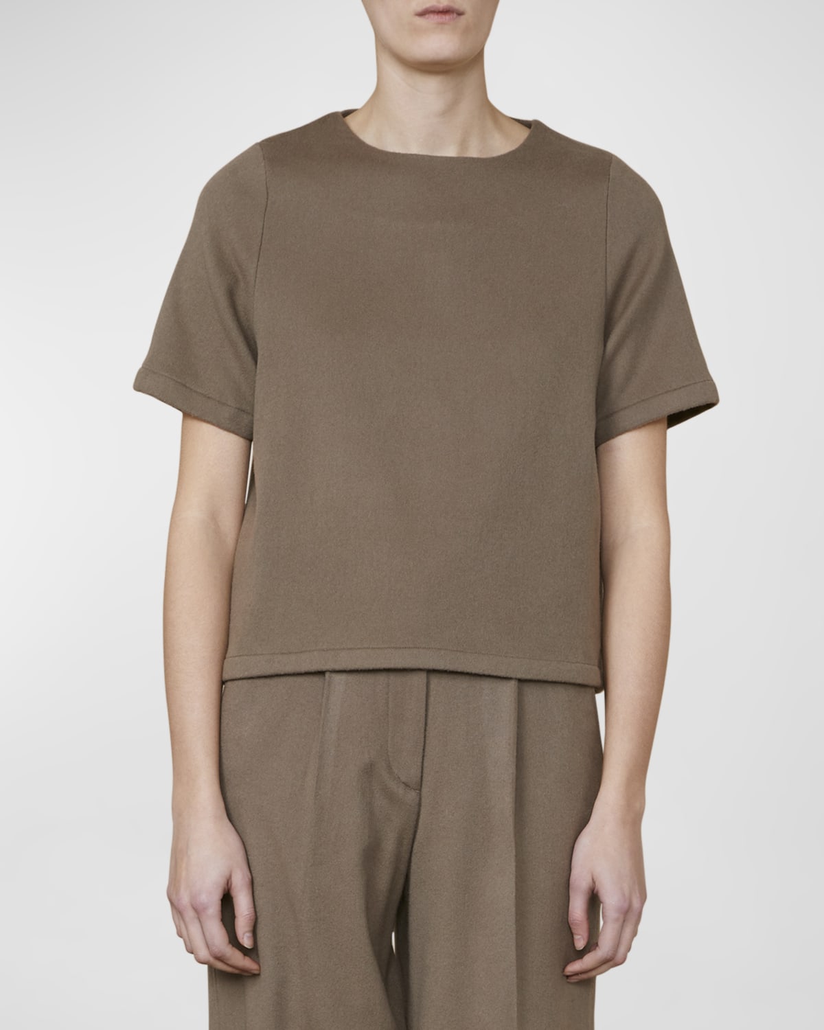 Keira Short-Sleeve Wool-Cashmere Top