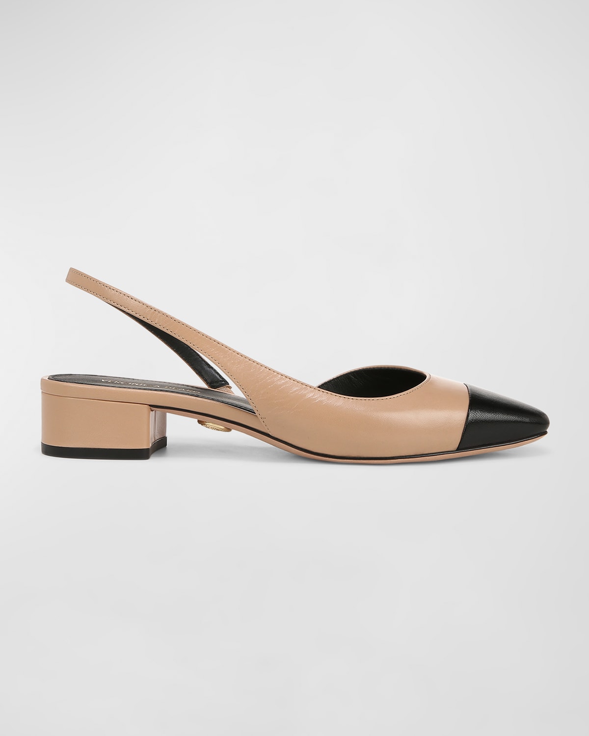 Shop Veronica Beard Cecile Leather Slingback Ballerina Flats In Black/ecru