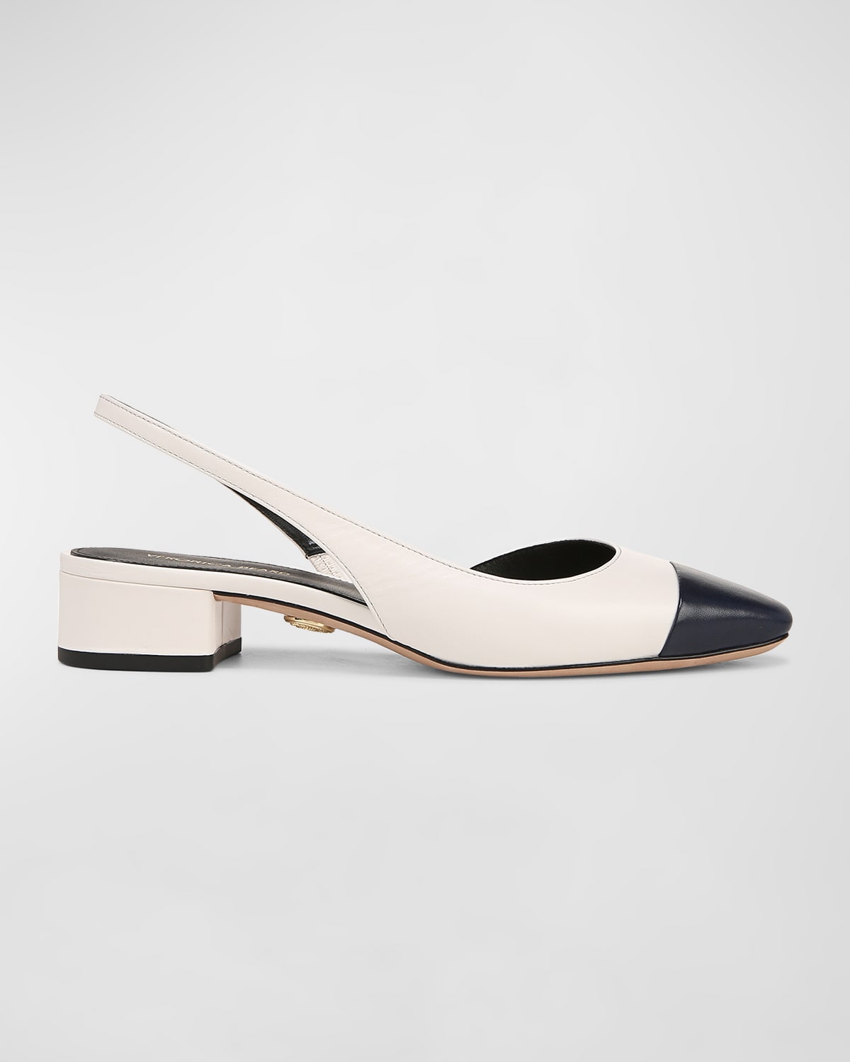 Shop Veronica Beard Cecile Leather Slingback Ballerina Flats In Lily/navy