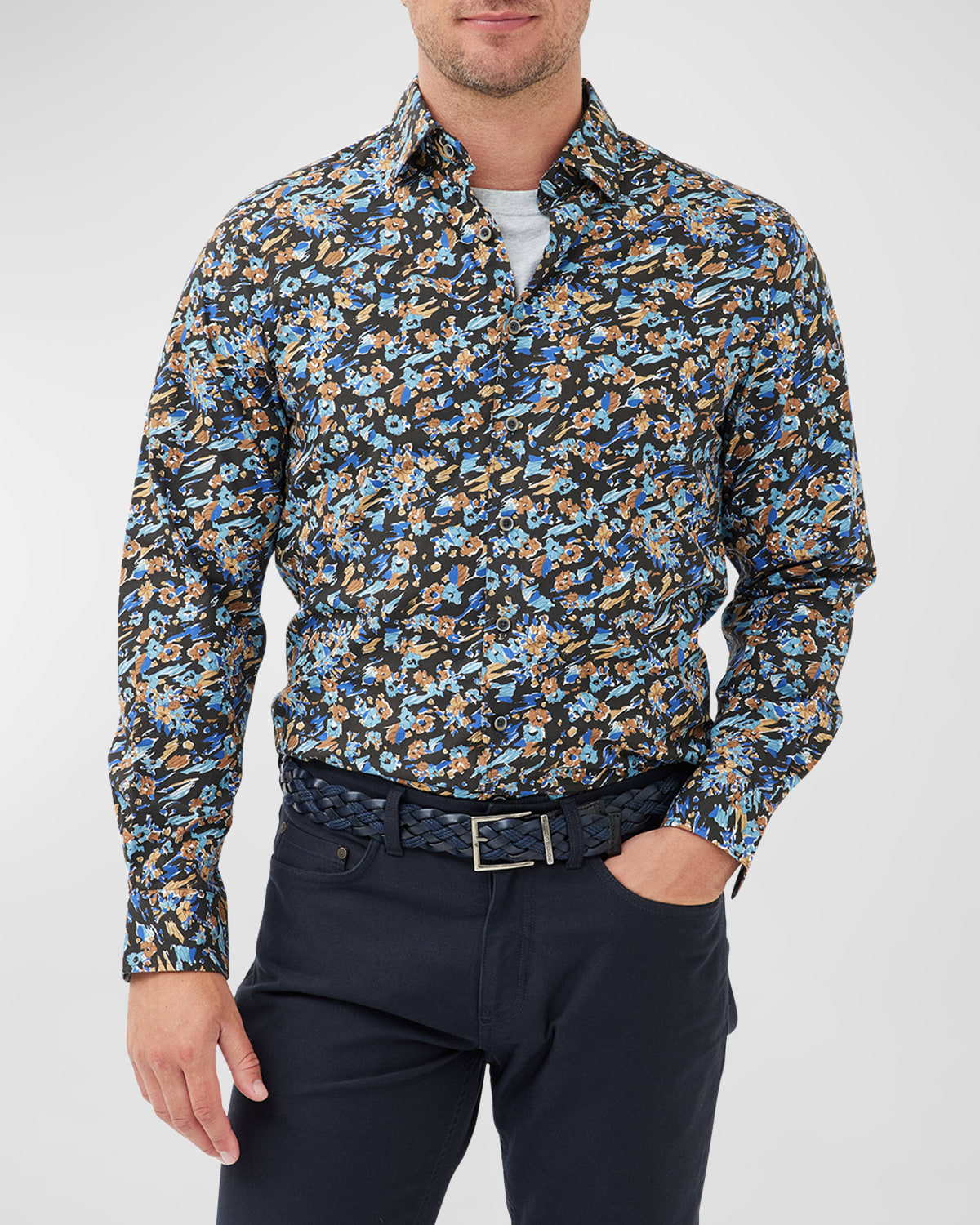 Rodd & Gunn Torrance Street Long Sleeved Sports Fit Button Down Shirt In Ocean