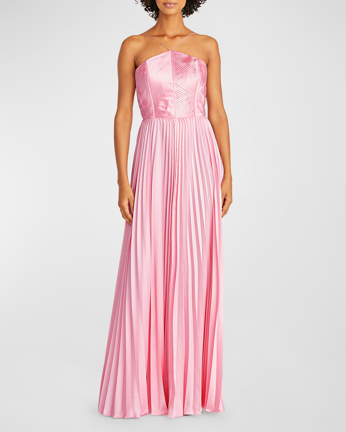Amur Kamari Low-back Pleated Charmeuse Gown In Rosewater