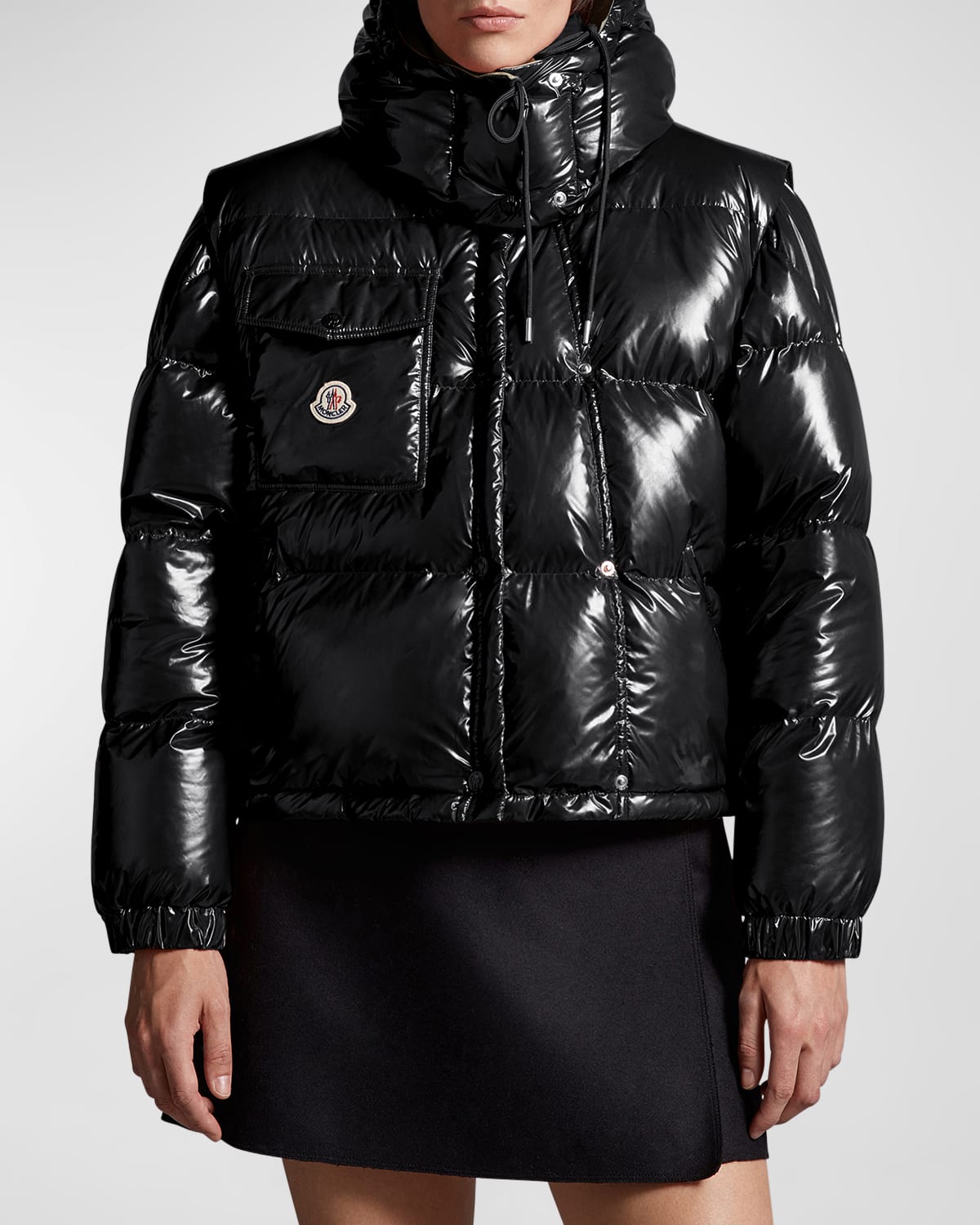 Moncler Karakorum Convertible Hooded Quilted Glossed-ripstop Down Jacket In Black