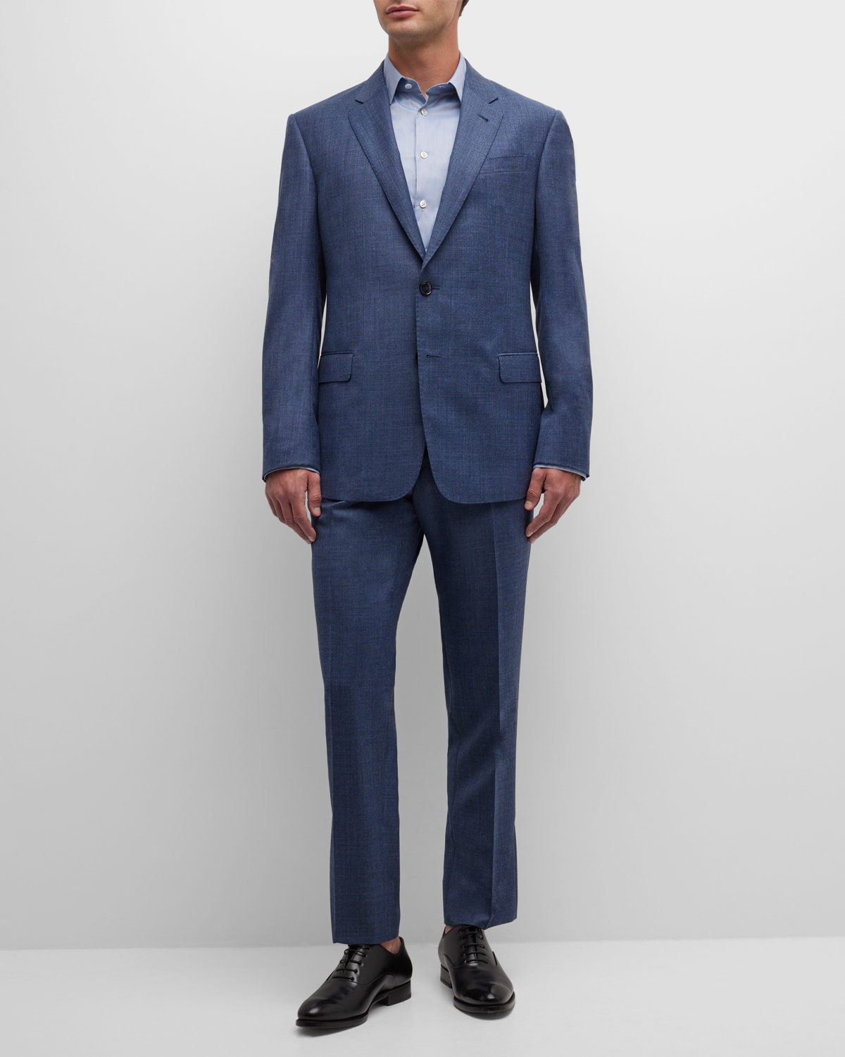 Giorgio Armani Men's Wool Single-breasted Suit In Solid Medium Blue