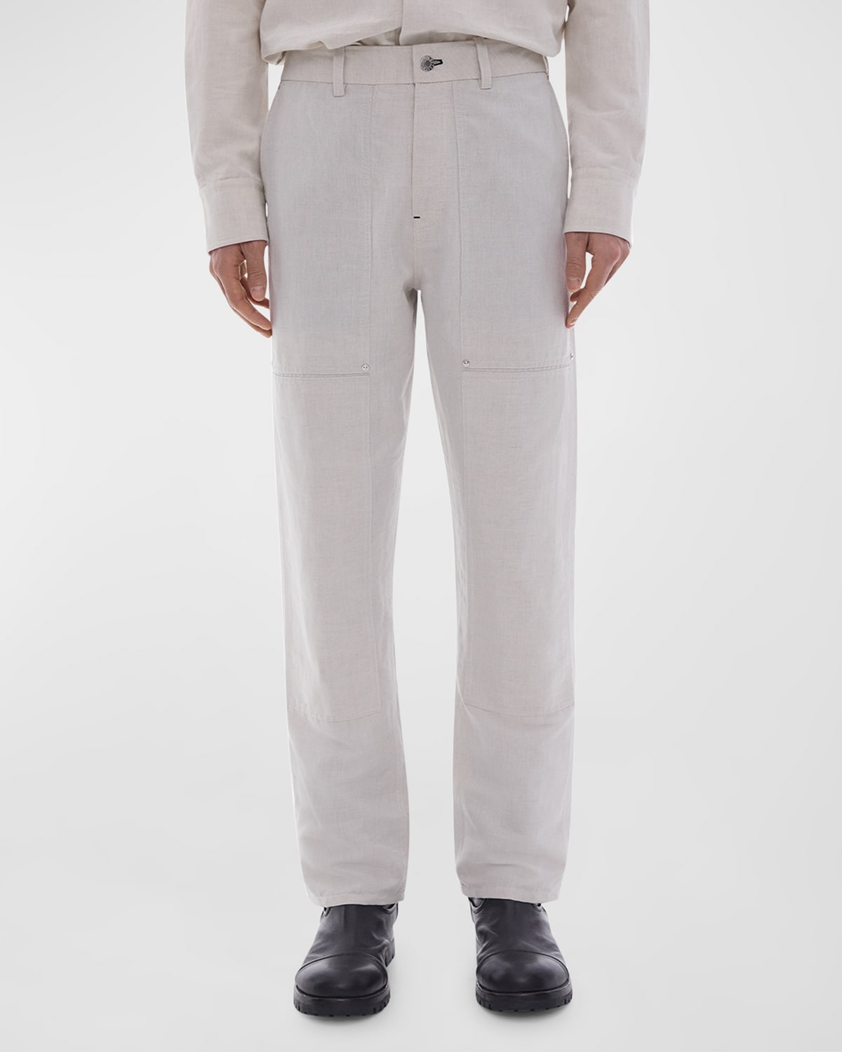 Shop Helmut Lang Men's Cotton-linen Twill Carpenter Pants In Natural