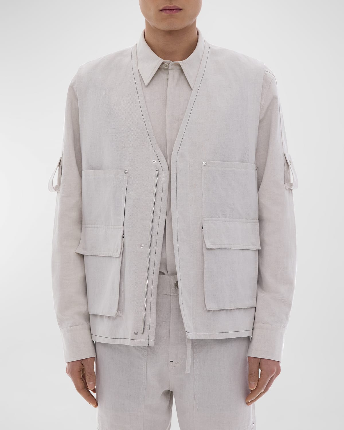 Helmut Lang Men's Cotton & Linen-blend Oversized Vest In Natural