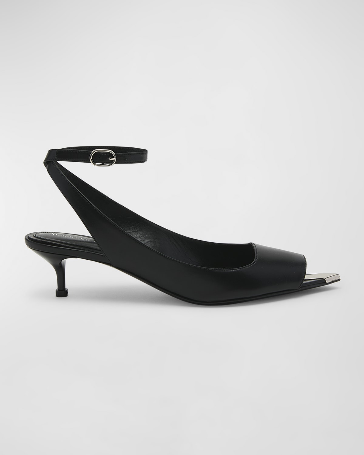 Alexander Mcqueen 40mm Punk Leather Sandals In 1081 Blacksilver
