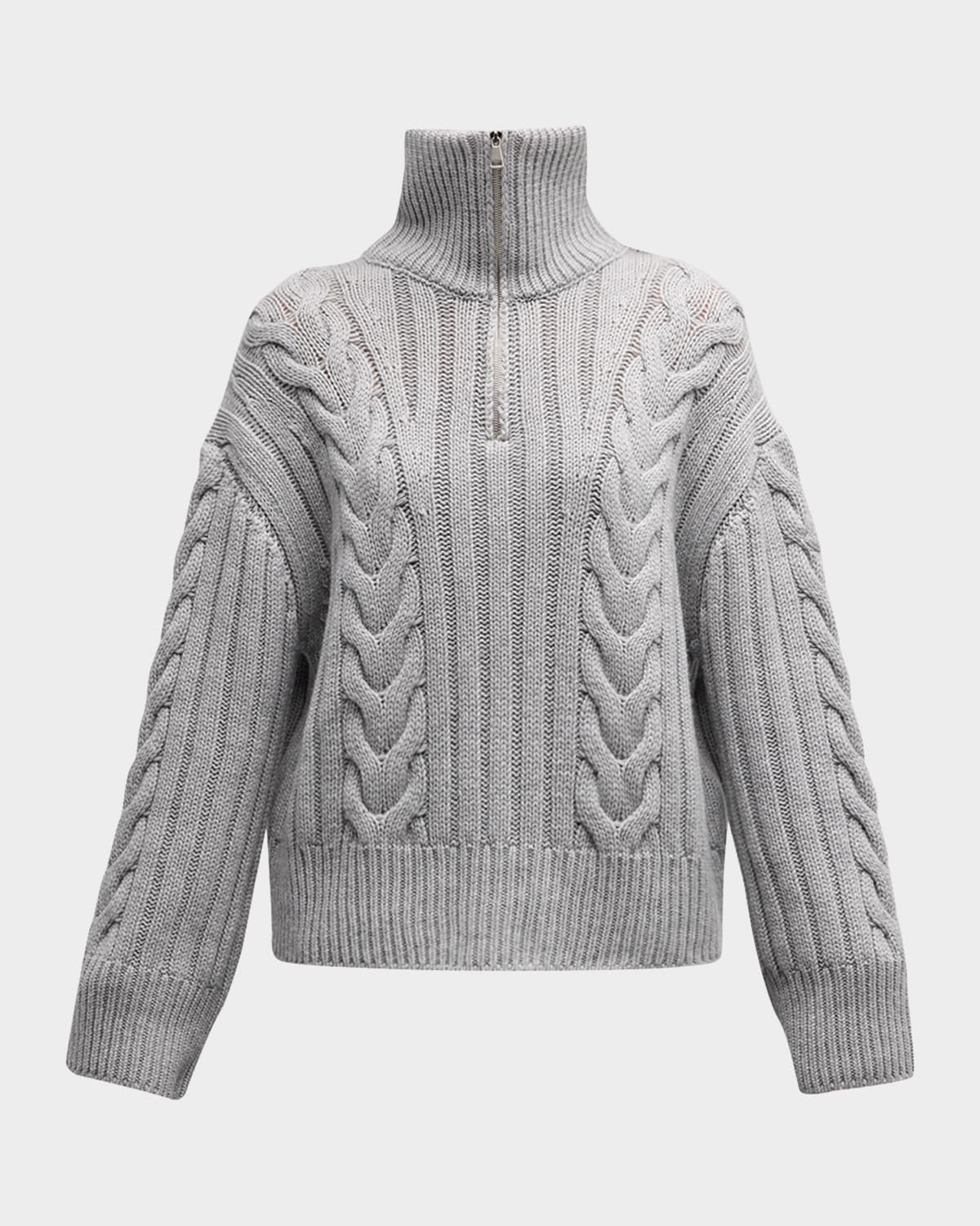 Moncler Cashmere Cable-knit Quarter-zip Sweater In Grey