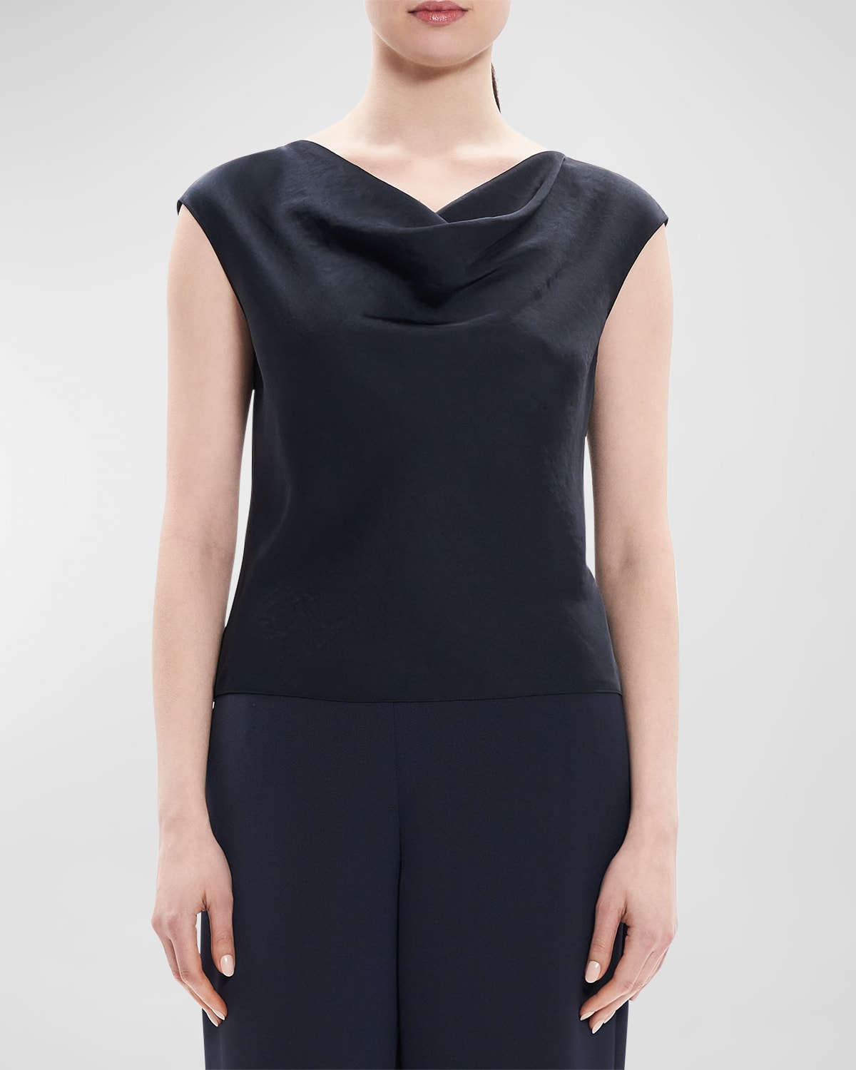 Theory Cowl Neck Top In Deep Navy