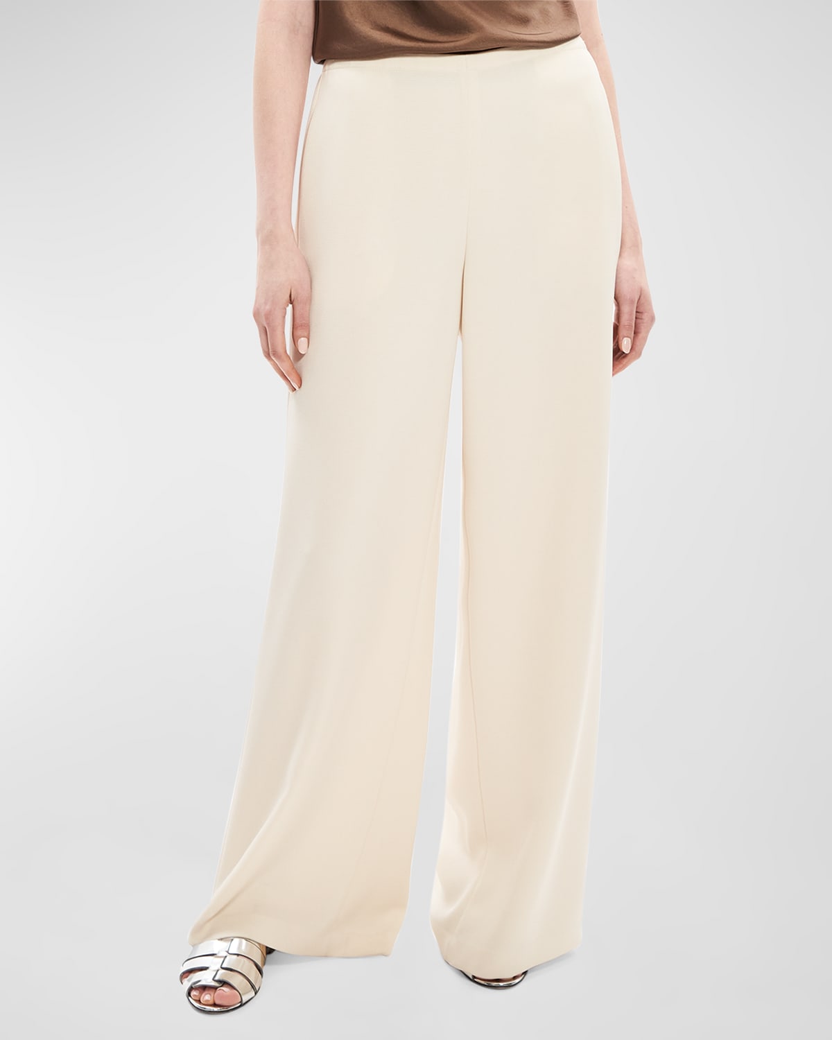THEORY OXFORD CREPE WIDE-LEG PULL-ON PANTS