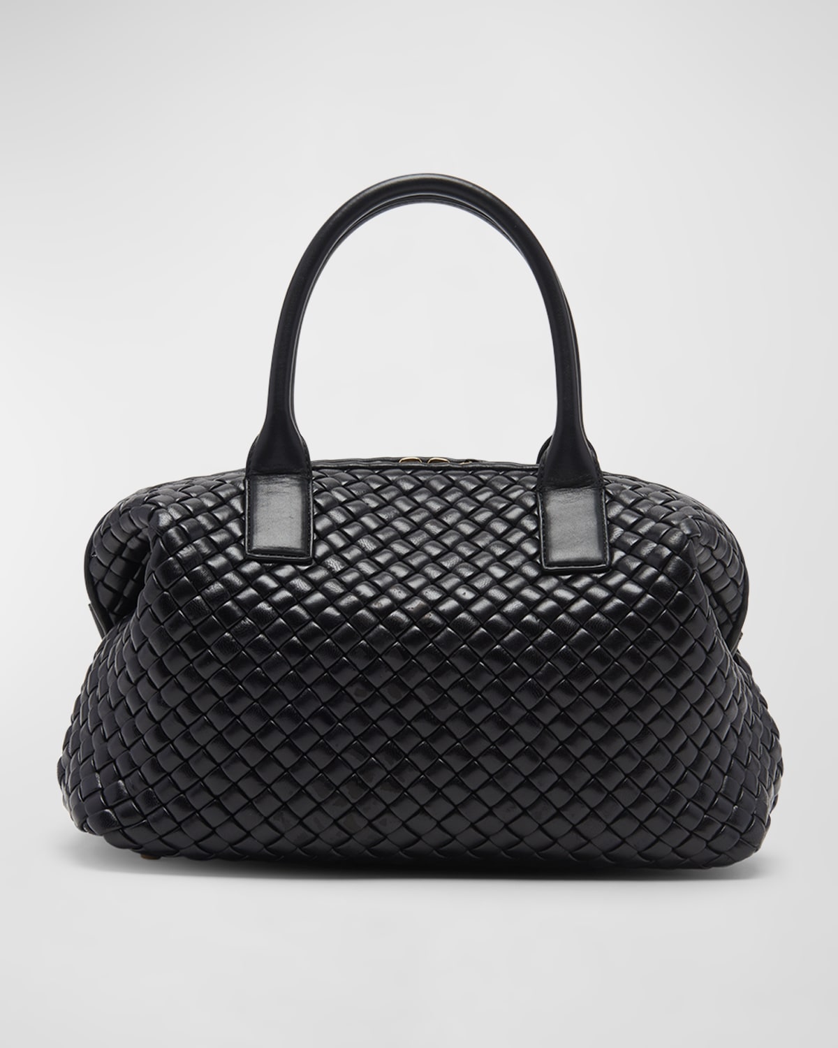 Bottega Veneta Doctor Padded Intrecciato Top-handle Bag In 1019 Black-m Brass