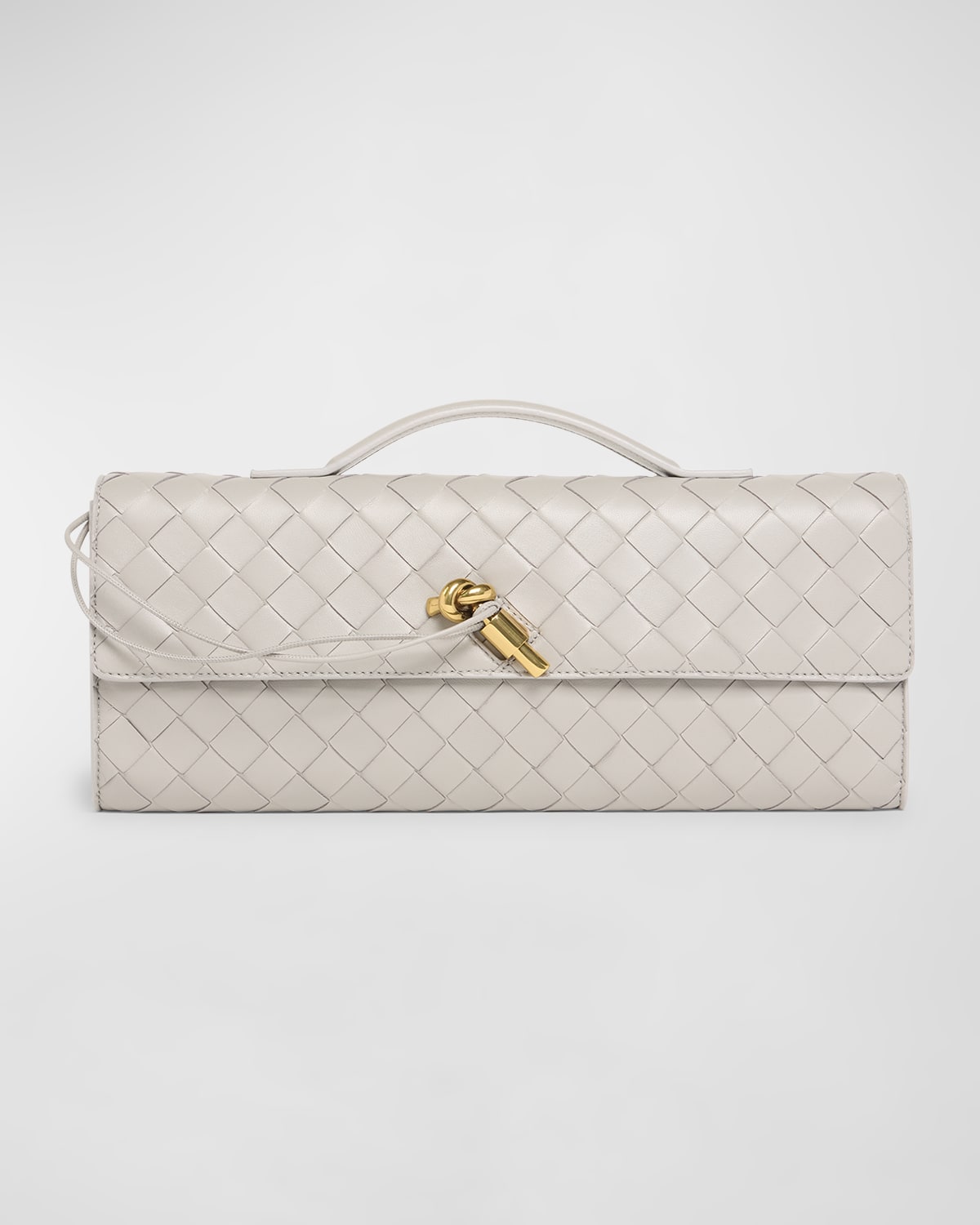 Bottega Veneta Long Andiamo Clutch Bag With Handle In Sterling