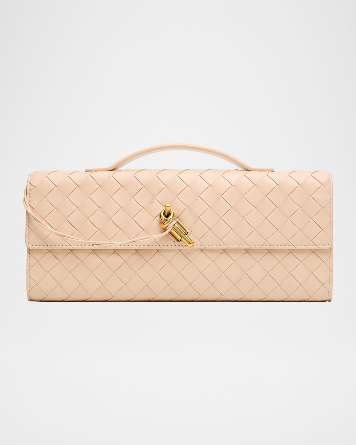 Bottega Veneta Long Andiamo Clutch Bag With Handle In Sand