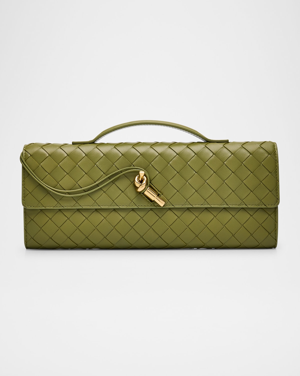 Bottega Veneta Long Andiamo Clutch Bag With Handle In Matcha