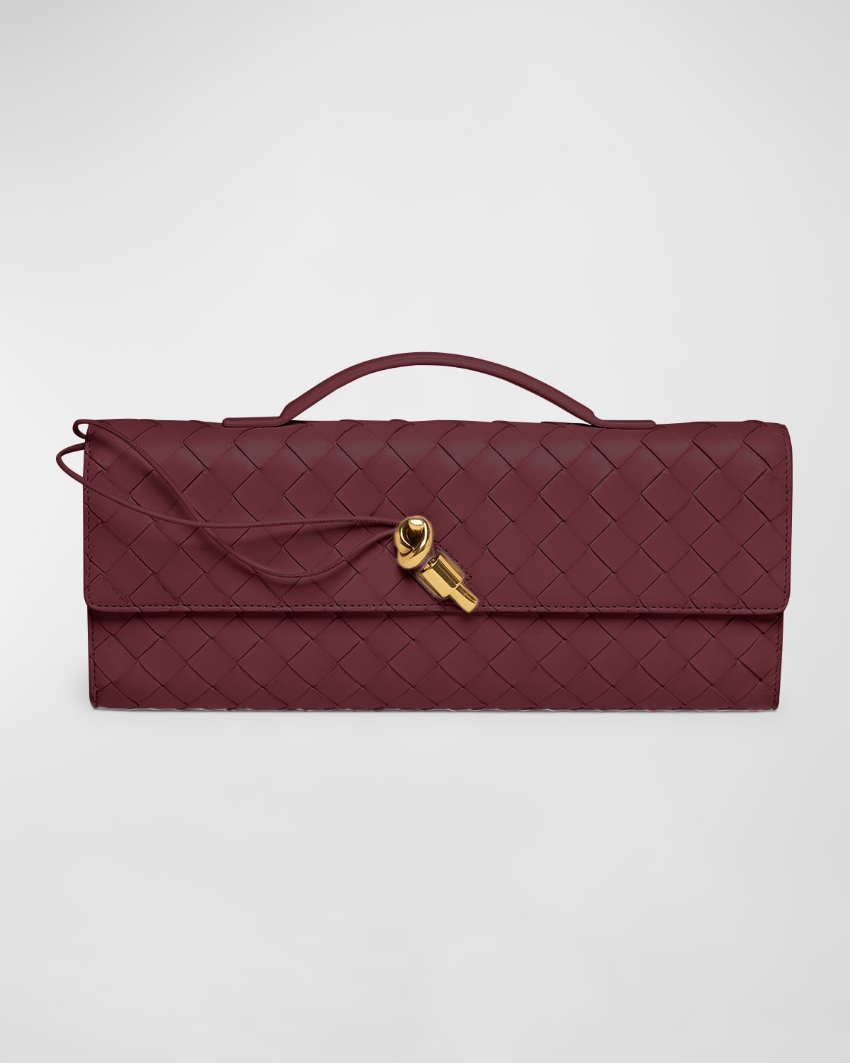 Bottega Veneta Long Andiamo Clutch Bag With Handle In Barolo