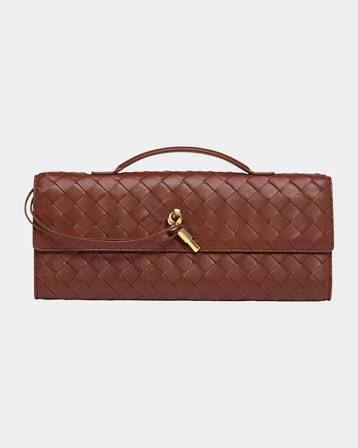 Bottega Veneta Long Andiamo Clutch Bag With Handle In Sapele