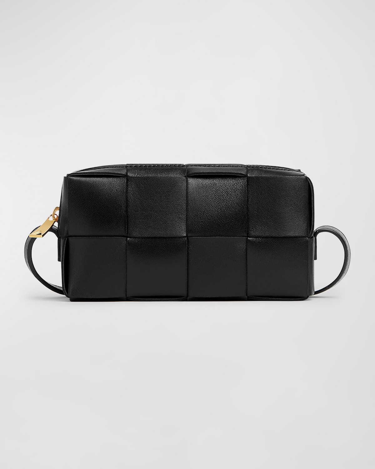 Shop Bottega Veneta Cassette Intreccio Phone Pouch Shoulder Bag In Black-gold