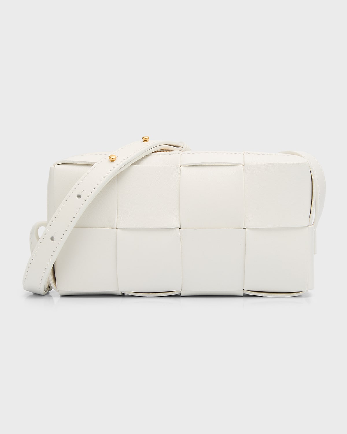Shop Bottega Veneta Cassette Intreccio Phone Pouch Shoulder Bag In White-gold